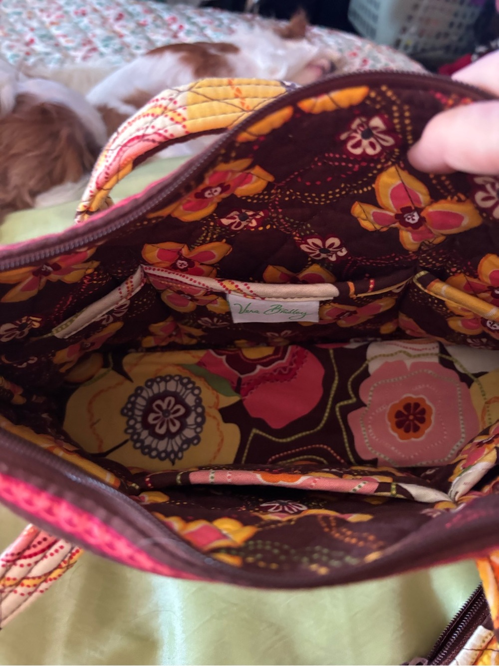 Vera Bradley Pink & Yellow Quilted Tote Bag coin purse - Picture 6 of 6